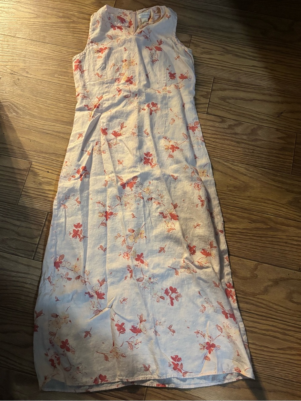 Liz Claiborne Cream Maxi Dress with Coral Floral Print